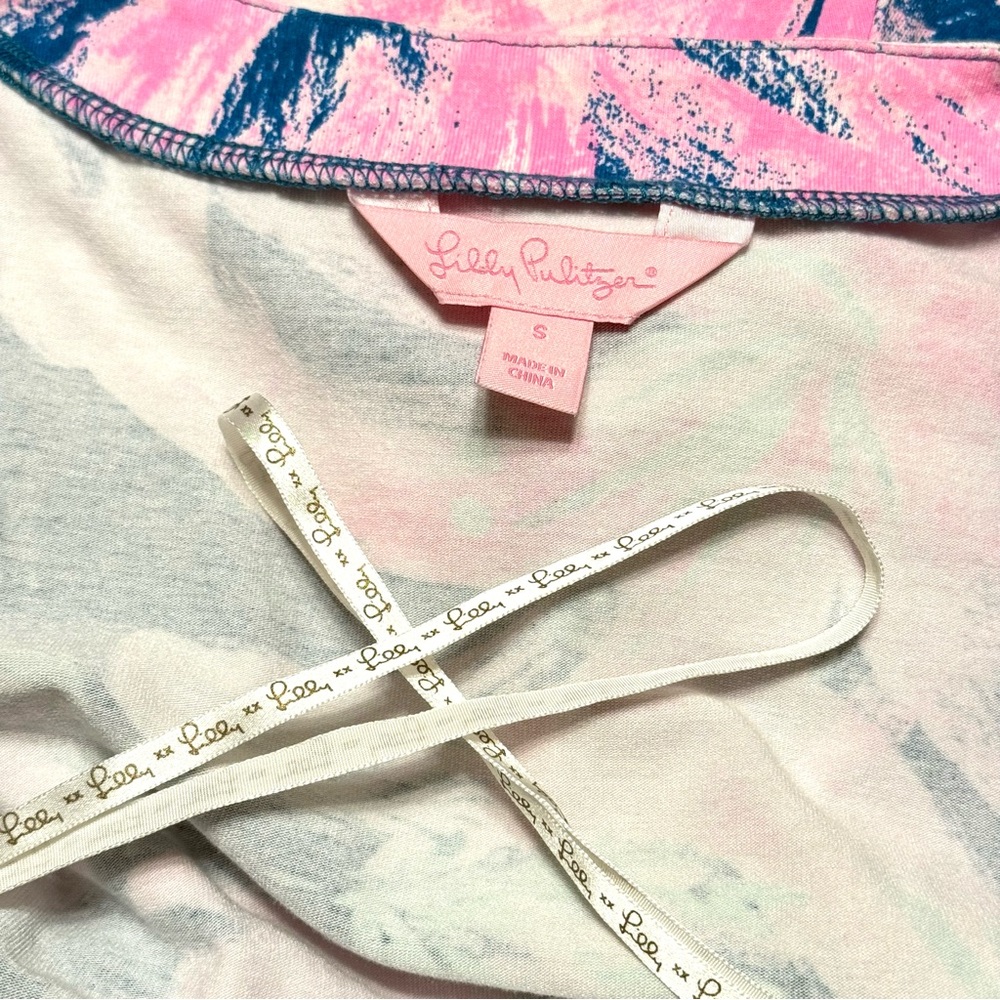 Lilly Pulitzer Pink and Blue Floral Karlie Wrap Romper Small - Picture 6 of 8